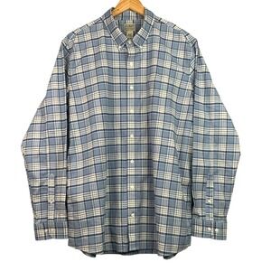 L.L. Bean Mens XL-Tall Plaid Button Down Shirt Long Sleeve Comfort Fit Blue